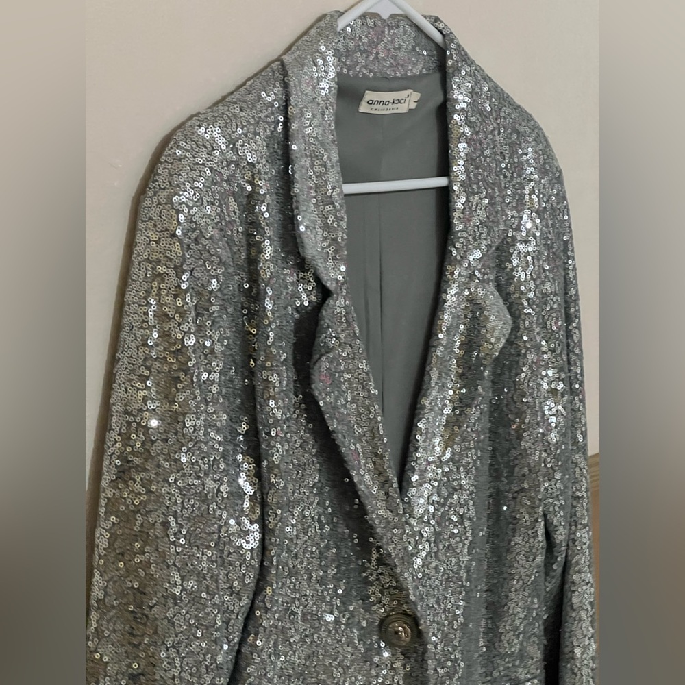 Glamorous Large Silver Sequin Blazer - image 2